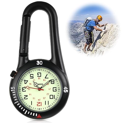 Taschenuhr Digital Schwesternuhr, Krankenschwester Uhren Uhr mit Clip Digital Taschenuhr, Kleine Taschenuhr Taschenuhr Klein Taschenuhr Outdoor für Krankenschwestern Kletterer Rucksack, Schwarz