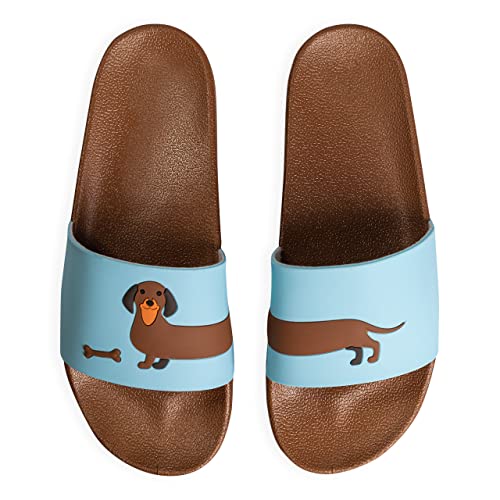 Dedoles Badeschuhe & Hausschuhe viele lustige Designs Bücher Kaffee Katze Party Pizza Dackel Fuchs Panda Delfin Geschenk, Farbe: Langer Dackel, Gr.: 39 EU