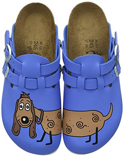 BIRKENSTOCK Professional Kay, Zuecos Mujer, Azul-Blau (Dog Blue Background), 39 EU