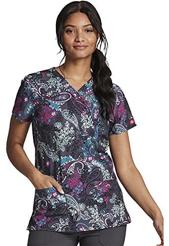 Dickies EDS DK717 Damen-Schlupfkasack mit V-Ausschnitt, Pretty Paisley, X-Klein