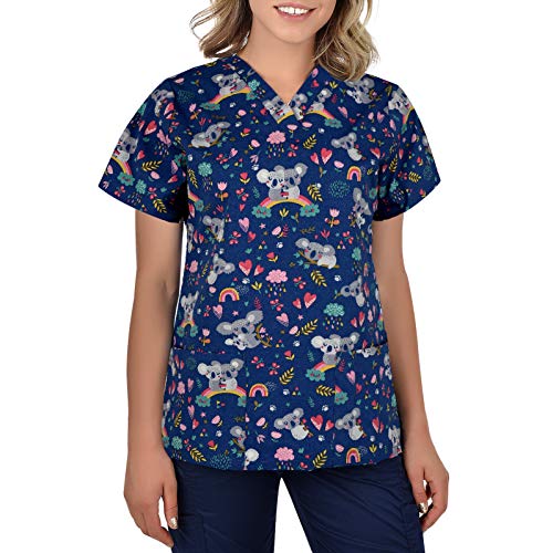 B-well Bambina Schlupfkasack Damen Kasack Kurzarm V-Ausschnitt Kasacks Damen Pflege (Koala, XS)