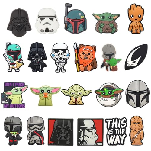 Miotlsy Anime Schuhanstecker 22 PCS The Mandalorian Yoda Crocs jibbitz Schuh Charms Crocks Aufstecker Crocs Schuhanstecker für Frauen Männer und Kinder Clog Charms