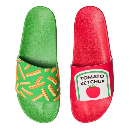 Dedoles Lustige Badeschuhe Herren & Damen 1 Paar, Farbe Pommes mit Ketchup, Gr. 42