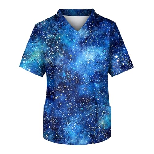 SOOUICKER Kasack Herren Bunt Tshirt 3D Effekt Hemd Kurzarm V Ausschnitt Kurzarmhemd Muster T Shirt Oversize Herrenhemden Sommer Freizeit