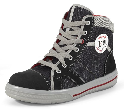 ELTEN Sicherheitsschuhe SENSATION Mid ESD S2, Damen und Herren, Leder/Textil, Stahlkappe, leicht, sportlich, Schwarz, Größe: 42