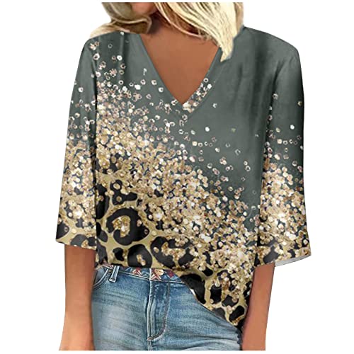 Tunika Damen Sommer Damen Tops T Shirt Damen Blusen & Tuniken Für Damen Longtops Damen Lang Oberteile Damen Sommer Tops Damen Bluse Damen Tshirt Damen Sommer(3-Army Green,M)
