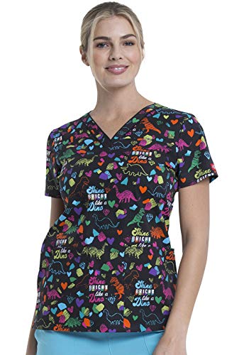 Dickies V-Neck Kasack, Schlupfhemd mit Motiv Dino Bright Like a (XS)