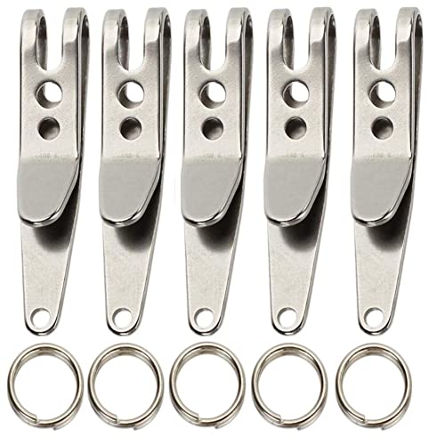 SuperglockT Silber Schlüsselanhänger Schlüsselclip Karabiner mit Schlüsselring keyring Edelstahl Schlüsselhalter Multiclip Mehrzwecker Taktische Clip 38x7mm (5)