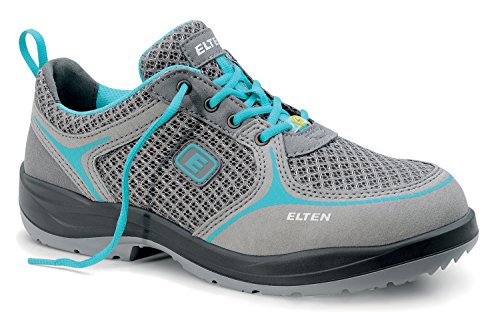 ELTEN Sicherheitsschuhe MILA aqua Low ESD S1, Damen, Textil, Stahlkappe, leicht, sportlich, Grau/Türkis, Größe: 38