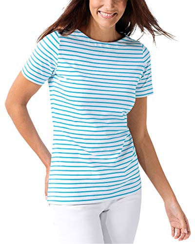 CLINIC DRESS Shirt Damen Rundhalsausschnitt 1/2 Arm 95% Baumwolle 60° weiß/türkis XL