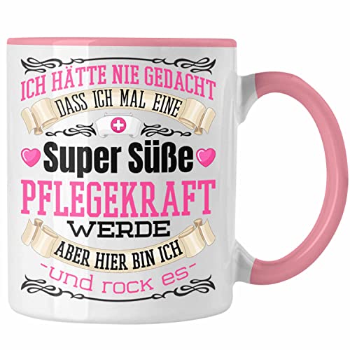 Trendation - Pflegekraft Tasse Geschenk Altenpflegerin Frauen Geschenkidee Pflegekraft Krankenpflegerin (Rosa)