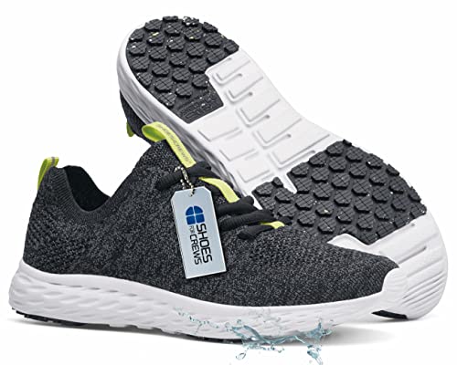Shoes for Crews Everlight ECO, Schuhe Damen Federleicht mit innovativer Außensohle, Wasserabweisende Damen Sneaker mit Stolperschutz, Schwarz Grau